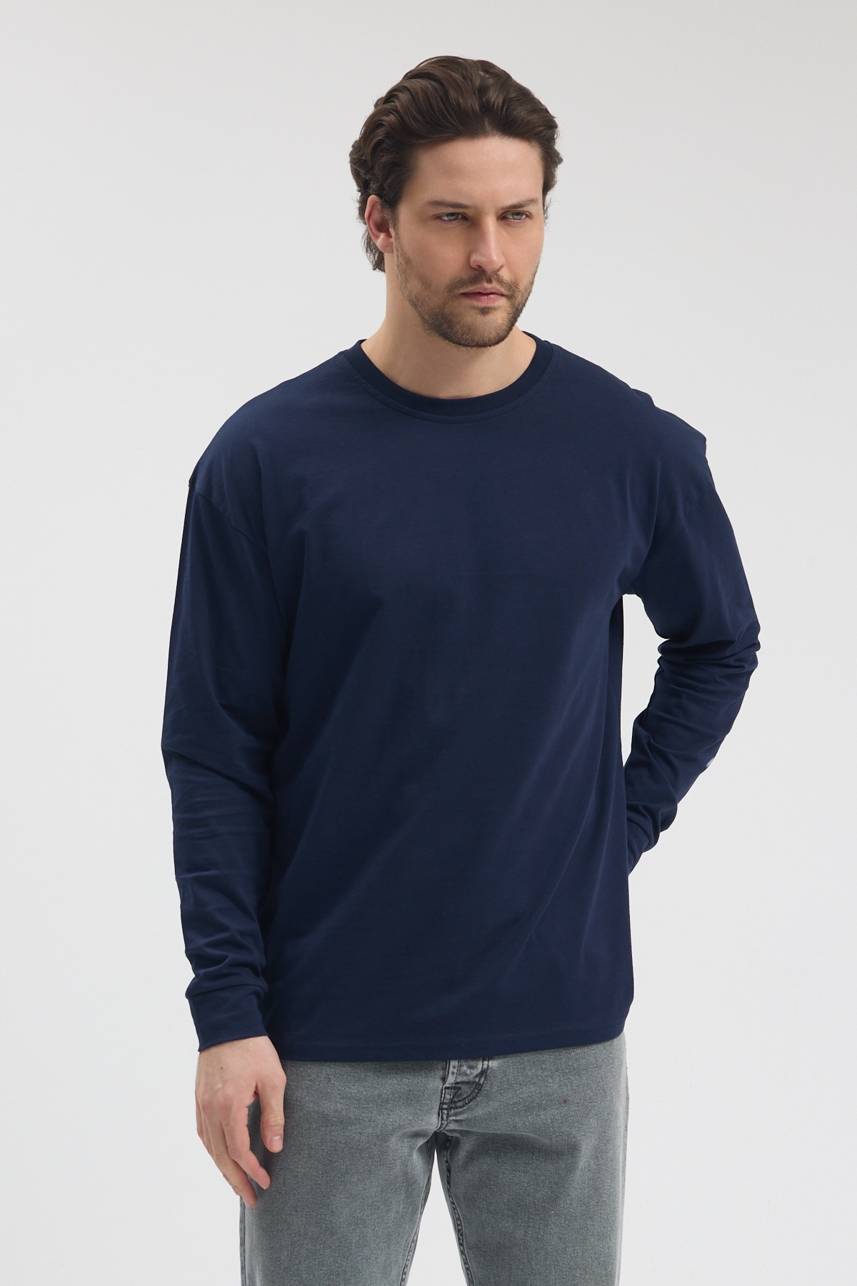 Lacivert Uzun Kollu Premium T-Shirt