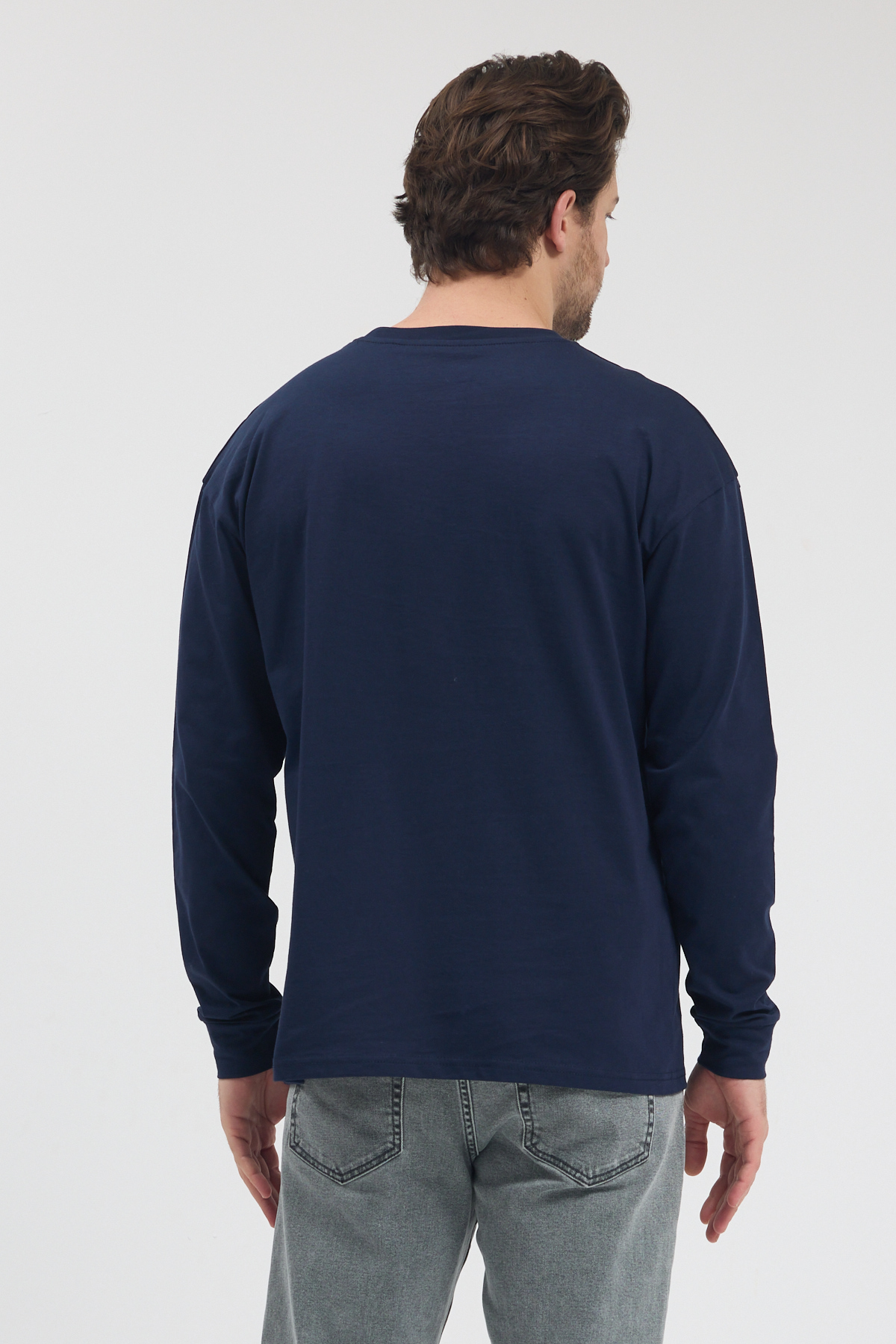 Lacivert Uzun Kollu Premium T-Shirt - Görsel 4