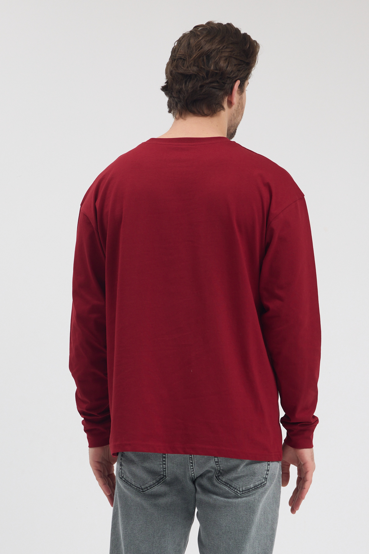 Bordo Uzun Kollu Premium T-Shirt - Görsel 4