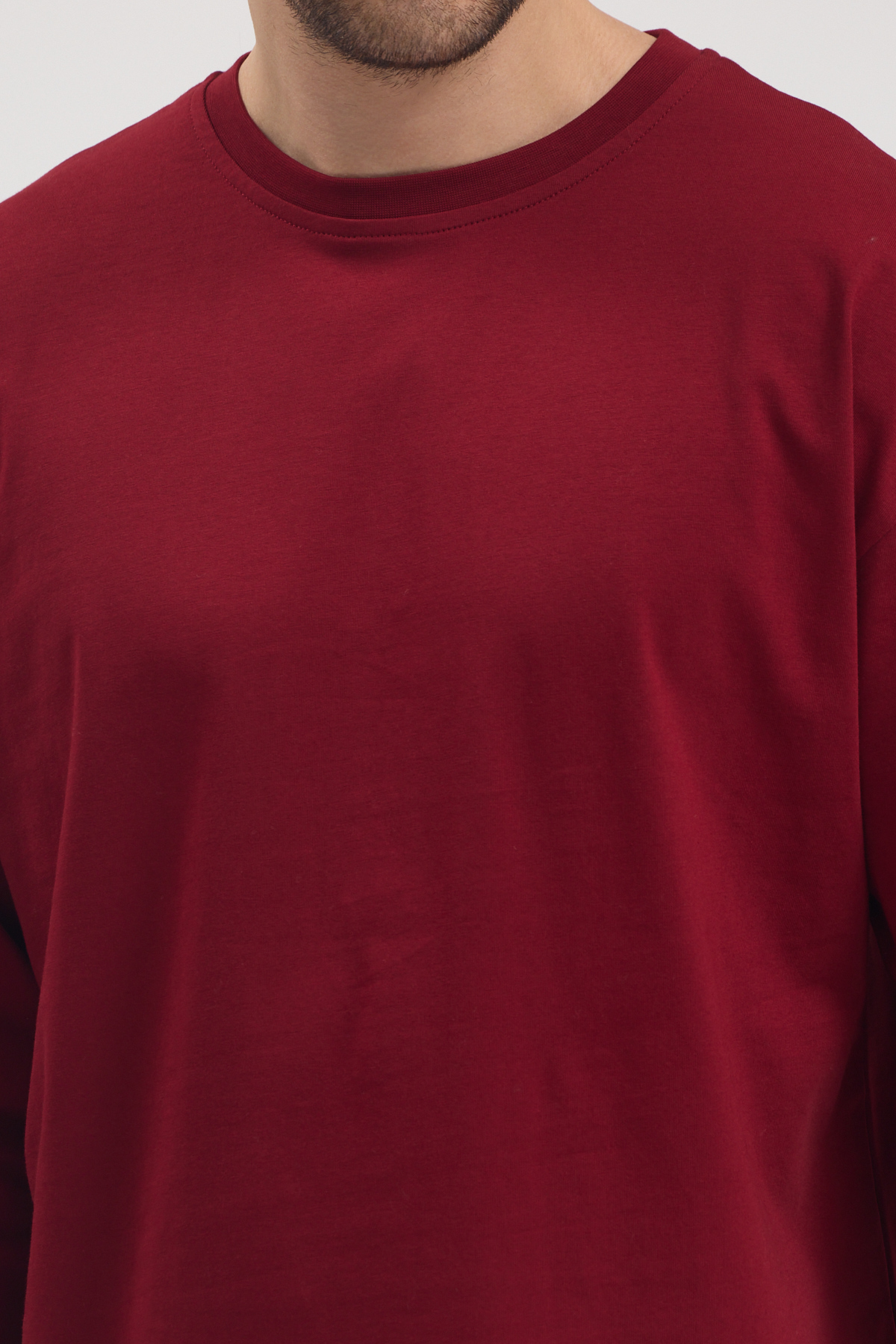 Bordo Uzun Kollu Premium T-Shirt - Görsel 3